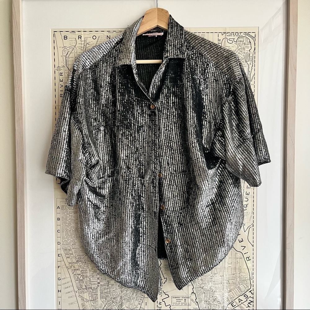 Metallic Button Down